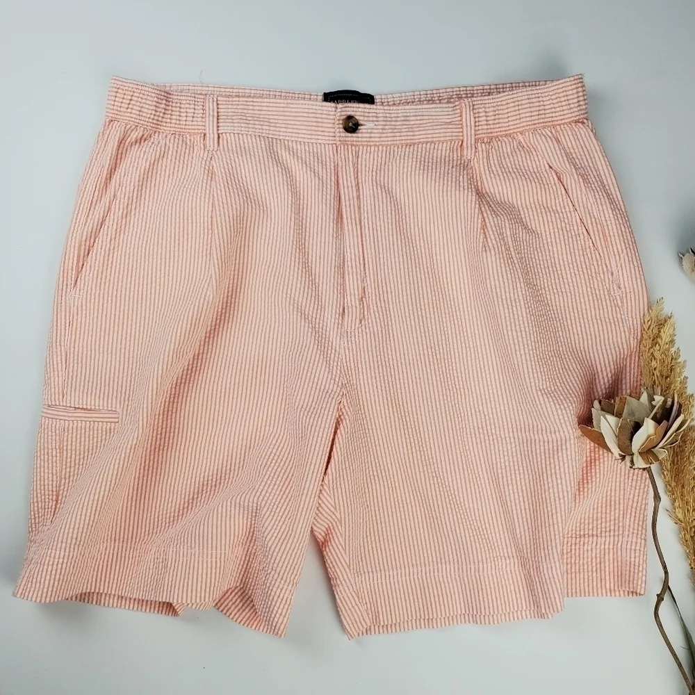 New Saddlebred Orange Wht Gingham Men's Shorts 36 - Picture 3 of 9
